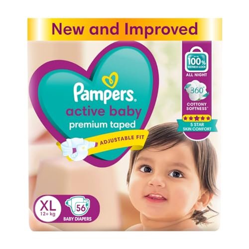 Pampers Active Baby Diapers, Extra Large (56 Count)