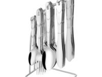 Parage 25 Pieces Creta Stainless Steel Cutlery Set for Home & Kitchen (Contains: 6 Table Spoons, 6 Forks, 6 Tea Spoons, 6 Knives, 1 Stand), Spoon Set, Cutlery Set for Dining Table Stylish, Silver