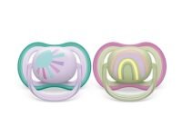 Philips Avent Ultra Air Soother - 2 x Light, Breathable Baby Soothers for Babies Aged 0‑6 Months, BPA-Free with Steriliser Carry Case (SCF085/59)