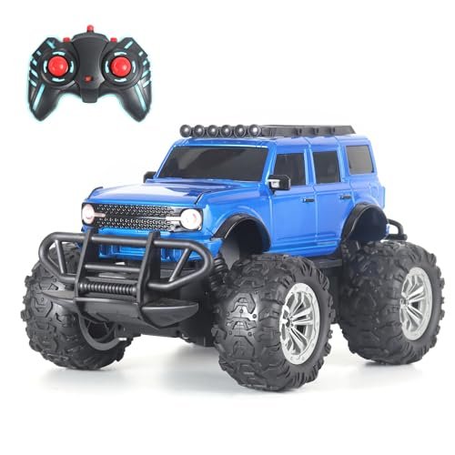 Popsugar Remote Control car | Off Roader Rechargeable Rc Car | Monster Truck with 2 Speeds | 4 Headlight Modes | Lithium Battery | C-Type Charging | Remote Car for Kids | Made in India, Blue