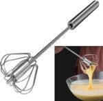 Potency 12 Inch Hand Push Egg Whisk - Stainless Steel Semi-Automatic Whisk - Easy to Use & Clean - Premium Egg Beaters for Cooking - Mini Manual Spinning Whisk - Stir Eggs with Ease (1 Pack)