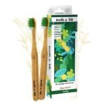 teeth-a-bit The Pledge Bamboo Toothbrush Adults Hefty Handle Anti-Plaque Medium Bristles Pack of 2 (Forest Green)