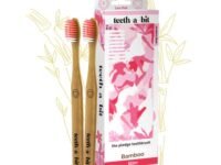 teeth-a-bit The Pledge Toothbrush Kids (9-12 Years) Slim Handle with Gum Sensitive Soft Bristles Pack of 2 Bamboo Toothbrushes (Love Pink)