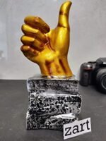 zart Resin Decorative Thumbs Up Sign Showpiece Collectible Figurines (Gold, 23 x 8.8 cm)