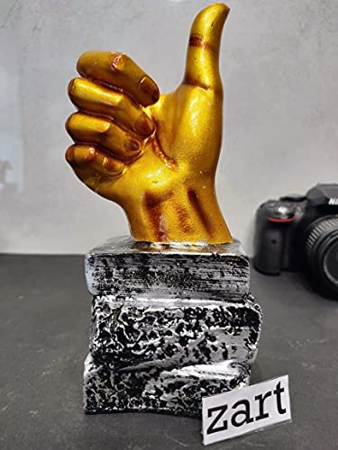 zart Resin Decorative Thumbs Up Sign Showpiece Collectible Figurines (Gold, 23 x 8.8 cm)