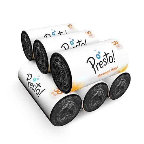 Amazon Brand - Presto! Garbage Bags | Small | 180 Bags | 30 Bags X 6 Rolls | 17 X 19 Inches | Material Plastic | For Dry & Wet Waste | Black
