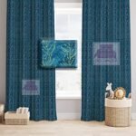 DECOMIZER Gold Foil Bale Heavy Designer Fancy Luxury Velvet Solid Emboss Texture Room Darkening Blackout Long Door Curtain Blind Screen for Living and Bedroom, 9 Feet, Aqua, Pack of 1 Pcs