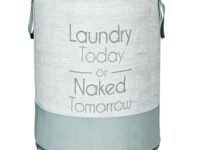 Kuber Industries Laundry Basket | Non-Woven Round Laundry Basket | Clothes Storage Hamper | Foldable Laundry Bag with Handle | Toy Storage Basket | Jute-Print | 45 LTR | Gray