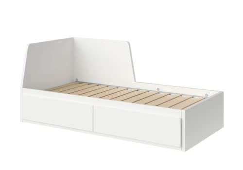 MARIAS KOMMERCE FLEKKE Day-Bed Frame with 2 Drawers, White, 80x200 cm