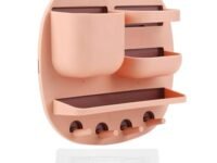 Mokshith Wall Mounted Shower Shelf, Plastic Adhesive Shelves for wall, No Drilling Small Adhesive Shelf, Shower Caddies Organizer, Bathroom Shelf Organizer for Bathroom, Kitchen, Cabinet Door (PINK)