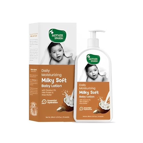 Mother Sparsh Milky Soft Baby Lotion - 200ml | with Milk Protein, Coconut Oil & Shea Butter | For 24Hrs Moisturization