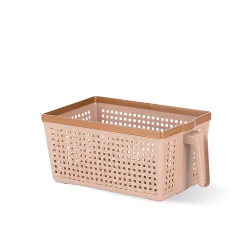 Nayasa Plastic Frill Basket | 3 Litre | Rectangular Shape | Veg Baskets For Storage In Kitchen | Food Basket For Kitchen | No.1 | Beige