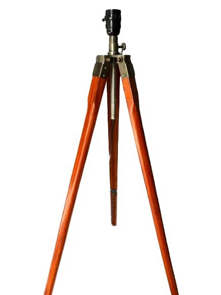 OVERSEAS MART Antique Wooden Tripod Floor Lamp Stand Without Shade and Bulb (Brown)