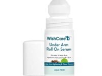 WishCare Underarm Roll On Serum - 5% AHA & 3% Kojic Acid for Brightening & Odour Control - Roll On Deo for Women & Men- Long Lasting Aqua Fragrance - 50ml