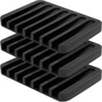 we3 Silicone Soap Dish Tray Saver Holder Drainer Shower Waterfall for Bathroom/Kitchen/Counter Top, Keep Bars Dry Easy Cleaning Flexible Silicone, soap Dish,(3 Pack) (Black)