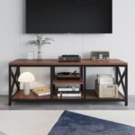 Amazon Brand - Umi Engineering Wood Floor Standing TV Entertainment Unit Set Top Box Stand TV Cabinet with Shelves for Books & Décor Display Unit, Upto 55 Inches - TVU-004 (120 * 40 * 45 cm)