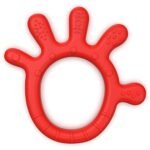 Cherilo Palm Shape Finger Teether for 3 to 12 Months Baby, Teething Toy Pacifier with Chewable, Raised & Textured Surface for Soothing Sore Gums, Easy Grip, BPA Free, Red Colour (Pack of 1)