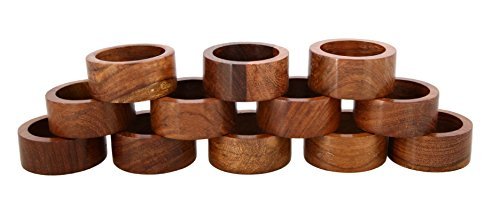 Decor Hub Wooden Round Napkin Ring Sleek Plain Decorative 1.5 inch Handcrafted Napkin Holders for Table Decor Dinner Wedding Party and Dining Parties Set of 12
