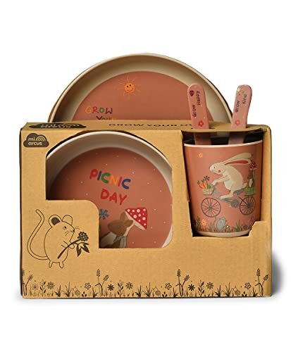 Mi Arcus Kids Bunny Bamboo Dinnerware Set Pack of 5