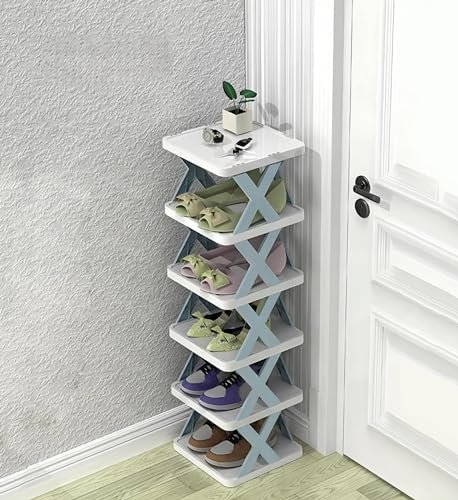 NYALKARAN Plastic Multi-Purpose Stackable Shoe Rack For Home, Stylish Shoe Storage Organizer For Entryway And Bedroom - Easy Assembly, Space Saver Stand For Footwear (6 Layer, Grey)