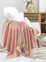 SASHAA WORLD Striped Chevron Throw Blanket | Throw for Sofa, Bedroom & Chair | Blush Pink Throw Blanket | 180 x 130 cm Pack of 1