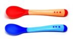 THE LITTLE LOOKERS Tip Heat Sensitive Silicone Spoons | Temperature Sensing Spoons | Baby Feeding Silicone Spoon Set (Red & Blue, Pack of 2)