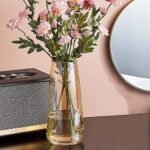 TIED RIBBONS Decorative Glass Oblong Vase for Flower Plants Home Decor Office Living Room Bedroom Table Top Decorations Items(Gold,22.8 Cm X 6.3 Cm X 7.6 Cm)