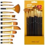 Twizzle Painting Brushes Set of 12 Professional Round Pointed Tip Nylon Hair Artist Acrylic Painting Brush for Acrylic/Watercolor/Oil Painting