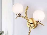 VRCT Milky Glass Globe Wall Mounted Lamp Simplicity Lights Gold Twig Designed Wall Sconce Lighting (Butterfly) ,Corded Electric