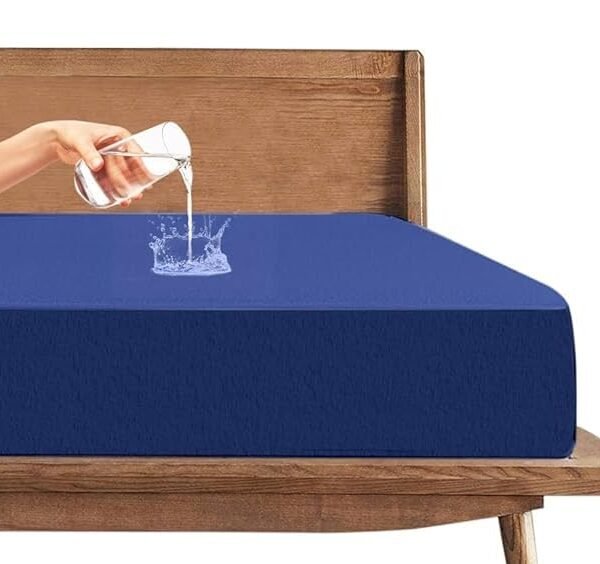 Trance Waterproof Terry Fabric Ultra Soft Mattress Protector | Breathable | Hypoallergenic Bed Cover | Mattresses Cover (72x66 inch | 6x5.5 feet, Classic Blue)