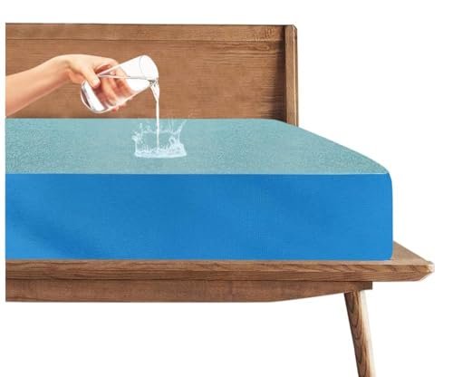 Trance Waterproof Terry Fabric Ultra Soft Mattress Protector | Breathable | Hypoallergenic Bed Cover | Mattresses Cover (78x66 inch | 6.5x5.5 feet_ Turquoise)