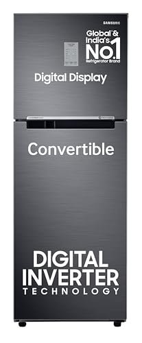 Samsung 236 L, 3 Star, Convertible, Digital Inverter with Display Frost Free Double Door Refrigerator (RT28C3733B1/HL, Black Matt)