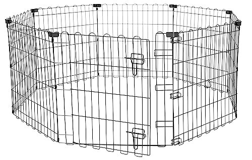 amazon basics Foldable Metal Pet Dog Exercise Fence Pen With Gate - 60 x 60 x 24 Inches, Extra Small