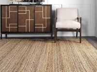 AROMICK Home Decor Jute Handloom Rug Floor Mat, Farmhouse Area Rugs, Vintage Boho Floor Decor for Living/Dining Room for Kitchen Entryway Pets Playing Rugs - Natural (Jute, 8 x 8 Feet)
