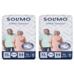 Amazon Brand - Solimo Adult Diapers, Tape Style | XL Size |60 Count | (30 x Pack of 2) | Waist 48-57 Inch (122-145 cm) | Unisex | Quick Absorption | Leak Proof Upto 12 Hours | Wetness Indicator | For Men & Women