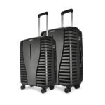 Aristocrat Polypropylene(Pp) Air Pro Set of 2 Hard Carry-On Luggage(66Cm&76Cm)|Medium&Large Check-in Lightweight Luggage with Strong 4 Spinner Wheels,Secured Zip & Combination Lock|Jet Black|Unisex
