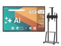 BIG VUE Plus 75 Inch Android 14 Interactive Flat Panel (ADPM) Digital Board with Stand, 8GB RAM 256GB ROM, Ai-Assistant, 48MP Camera with Microphone, Multitouch Screen for Teaching & Office Use