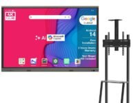 BIG VUE Pro 75 Inch Android 14 Smart Interactive Flat Panel Digital Board with Stand, 8 GB RAM 256 GB ROM, Ai-Copilot, Multitouch Screen Display for Teaching, Classroom & Office Use