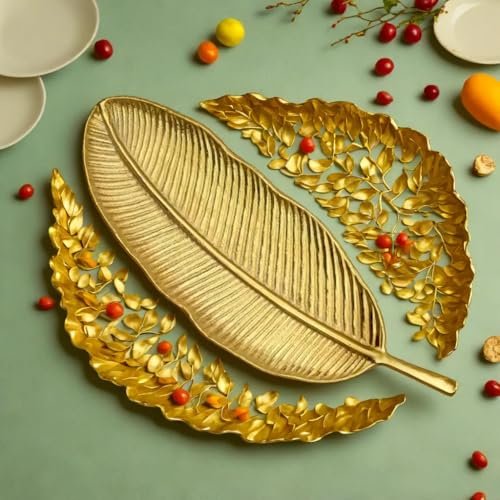 Banana Platter Tray for Center Table Centerpiece Tray for Home Decor | Leaf-Shaped Serving Platter for Serving Sweets,Cookies,Dry Fruits & Other Snacks | Tray for Home Décor Kitchen Dining Room Table