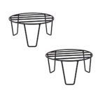 Bharat International Industry Black Color Strong Legs Metal Round Stands for Plant Pot Flower Pot Round Stand for Planter Stand Long Plant Stand and Round Stand(Set of 2)
