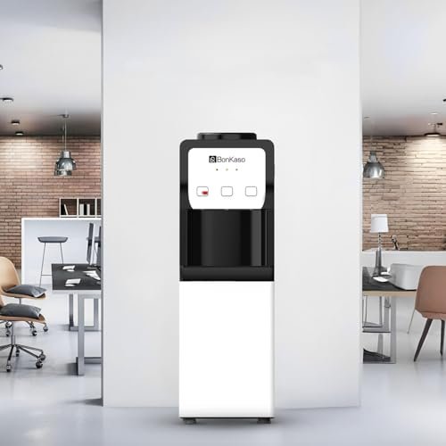 BonKaso Hot, Cold and Normal Water Dispenser with Refrigerator Black/White
