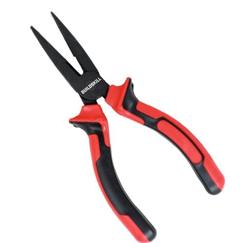 Buildskill Long Nose Plier 8", Versatile Hand Tools, Used as Electrical Tools, Portable Cutting Plier, Anti Rust Black Phosphate Finish, Efficient Hardware Tools, Durable Tools for Home (Pack of 2)