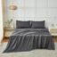 CULTIVER Bedsheet for Double Bed, Plain Colour King Size with 2 Pillow Covers, Queen Solid Colour Bedsheet Ultra Soft Brushed Micro Fabric Shrink & Fade Resistant (90x100 Inches, Dark Grey Color)