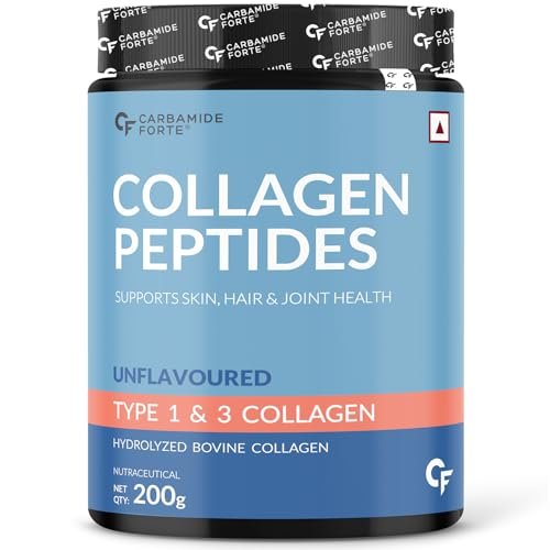 Carbamide Forte Collagen Supplements | Hydrolyzed Collagen Powder for Women & Men | Hydrolyzed Collagen Peptides Powder - Unflavored - Collagen Supplements for Skin & Hair - 200g