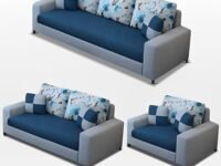 Casaliving Ronaldo - 3 + 2 + 1 Seater Sofa Set for Living Room (Blue Grey Fabric) (3+2+1)
