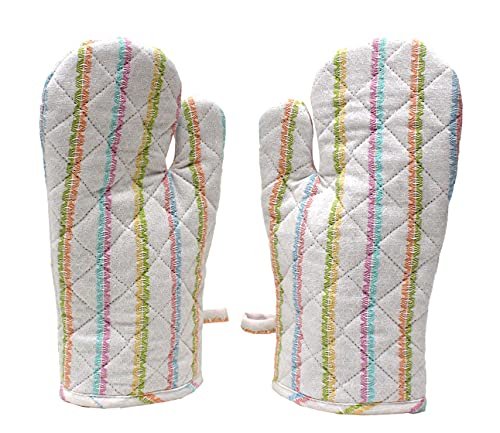 Cotton Candy - Oven Gloves Heat Proof Microwave Oven Gloves for Kitchen Cooking & Baking - Heat Resistant, Thick & Safe, Protection of Hands from Hot Utensils,Oven Mitts (Pack of 2) - Multi (Multi 2)