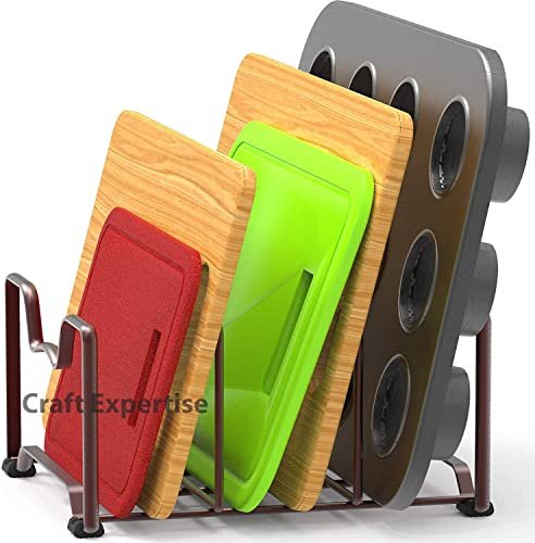 Craft Expertise Plate Stand Dish Rack Chopping Board Pan Pot Lid Holder Kitchen Cabinet Rack Multifunctional Space Saving Organizer, Black, Corner Shelf (Casual) - Countertop
