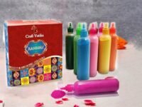 CraftVatika 12 Rangoli Colour Powder Tube Kit, Diwali Decoration Items Bottles Tool Floor Art Rang for Home Navratri Pongal Pooja Mandir Decor (Pack of 12) (1 Box- 12 Bottle)