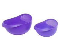 Cutting EDGE Strainer Colander, Fruit Basket, Pasta Strainer, Vegetable Strainer, Kitchen Sieve, Washing Bowl, Unbreakable, Set of 2, Purple (1 x Big, 1 x Small)