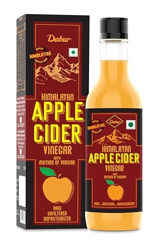 Dabur Himalayan Apple Cider Vinegar - 500ml | Oraganic Sourced Hanpicked Apples | Mother of Vinegar | For Weight Management, Reduced Bloating, Healthy Skin & Hair | Raw, Unfiltered & Unpasteurized